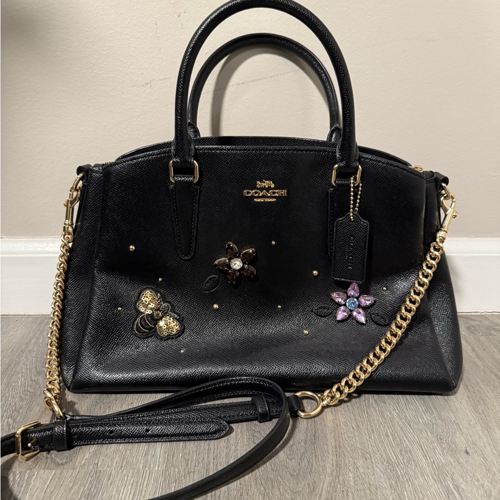 Coach Black Floral Embellished Women's Bag